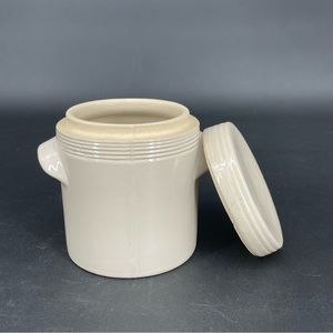 Vintage French Pottery Art Ceramic Sandstone Grey Beige Container Tidy Deco